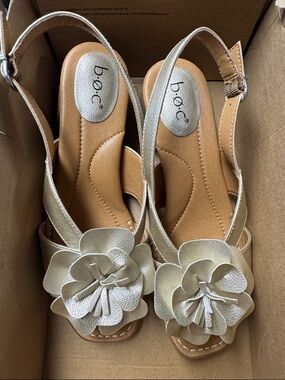 b.o.c. Silver Floral Slingback Sandals